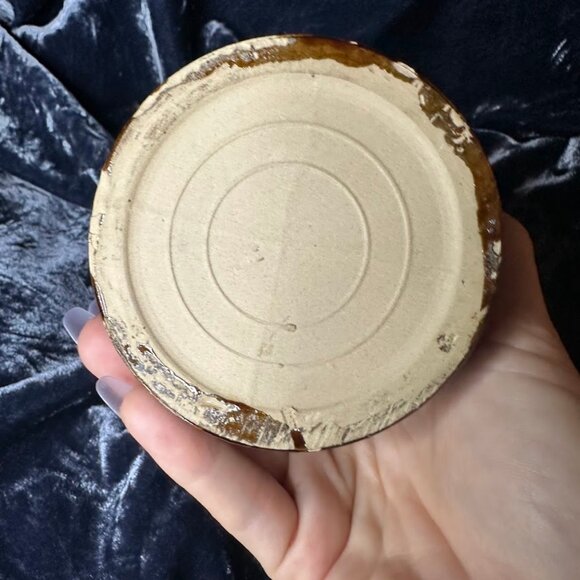 Vintage Glazed Stoneware Cheese Crock with Metal Lock Lid in Brown from 1970s - Picture 6 of 16